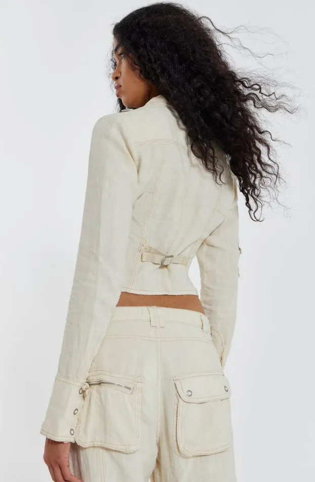 Long Sleeve Tops Women Jaded London Santal Linen Cargo Shirt