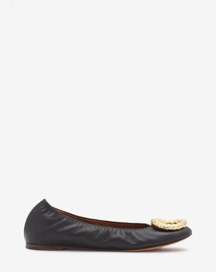 Mlodie Leather Ballerina Flat Black Women Lanvin Ballerinas