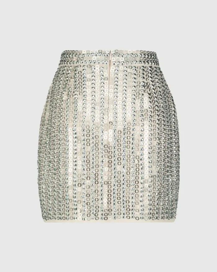 Mac Duggal Skirts Women Sequin Embellished Mini Skirt 8211 FINAL SALE Silver