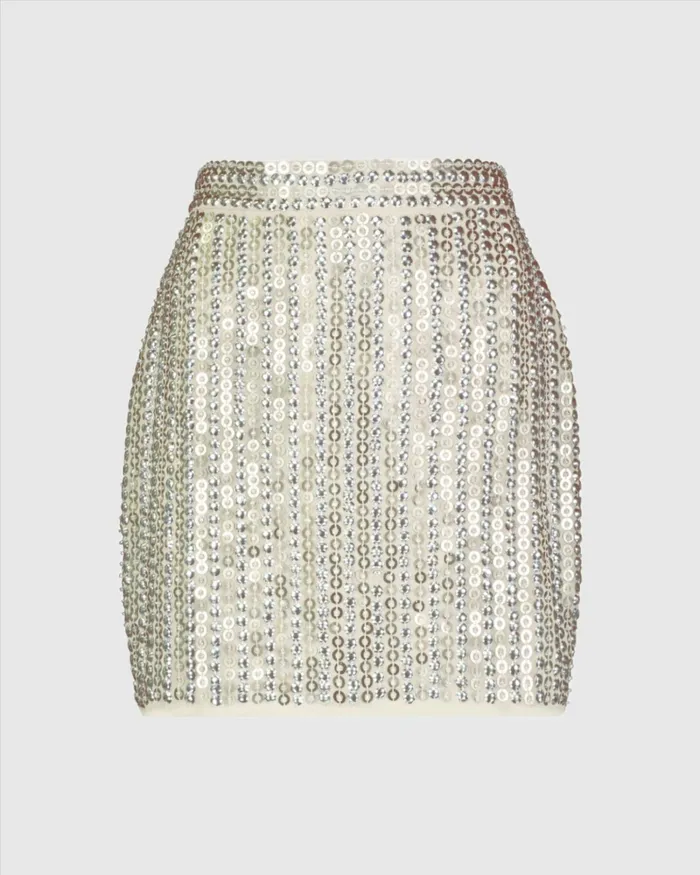 Mac Duggal Skirts Women Sequin Embellished Mini Skirt 8211 FINAL SALE Silver