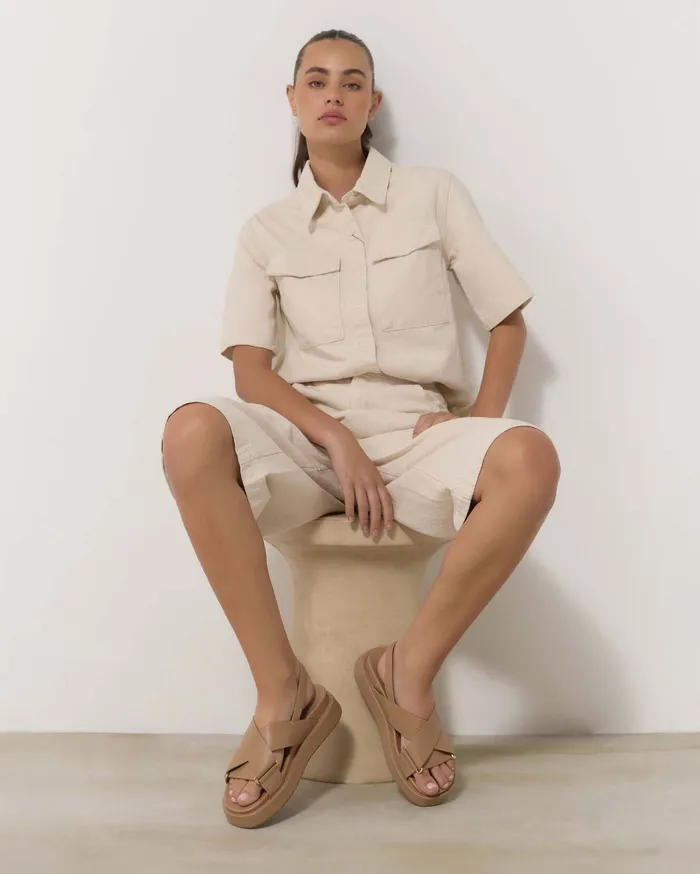 Marley flat sandals tan leather FLAT SANDALS jomercer Women Marley flat sandals tan leather FLAT SANDALS jomercer Women