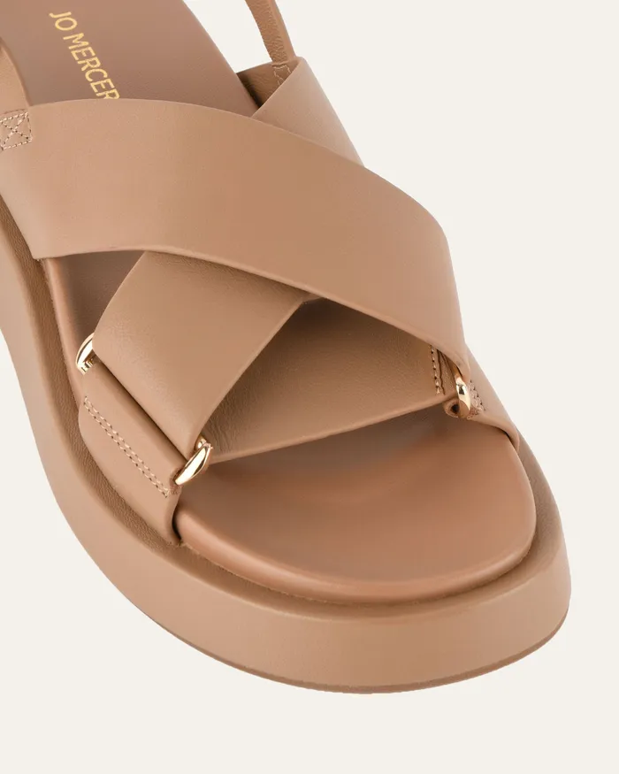 Marley flat sandals tan leather FLAT SANDALS jomercer Women Marley flat sandals tan leather FLAT SANDALS jomercer Women