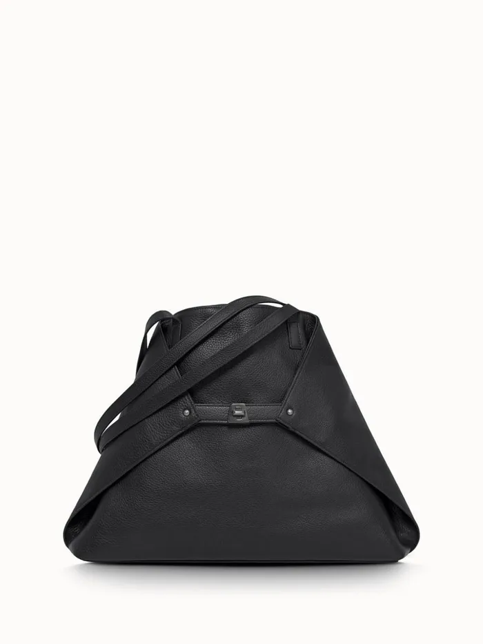 Medium Ai Shoulder Bag In Cervocalf Leather Black Women Akris Shoulder Bags