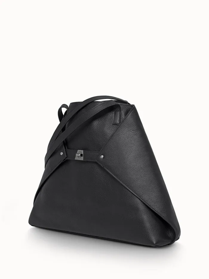 Medium Ai Shoulder Bag In Cervocalf Leather Black Women Akris Shoulder Bags