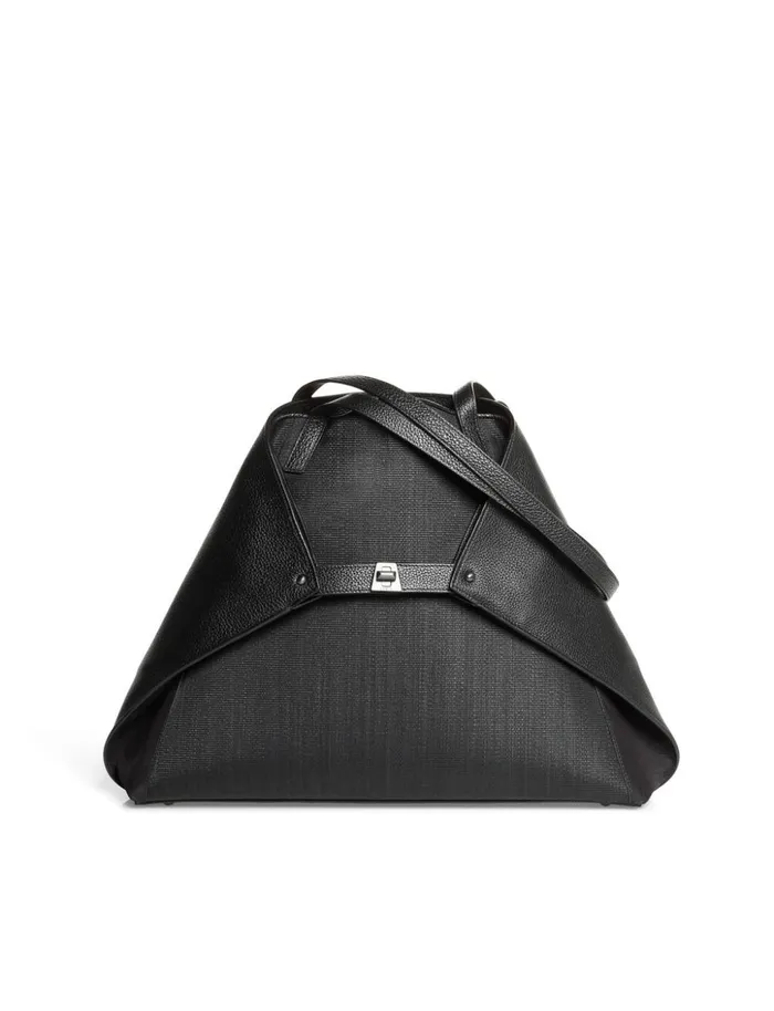 Medium Ai Shoulder Bag In Horsehair And Leather Black Women Akris Tote Bags