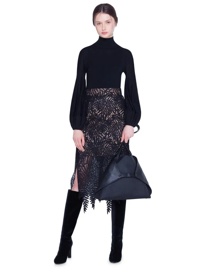 Medium Ai Shoulder Bag In Horsehair And Leather Black Women Akris Tote Bags