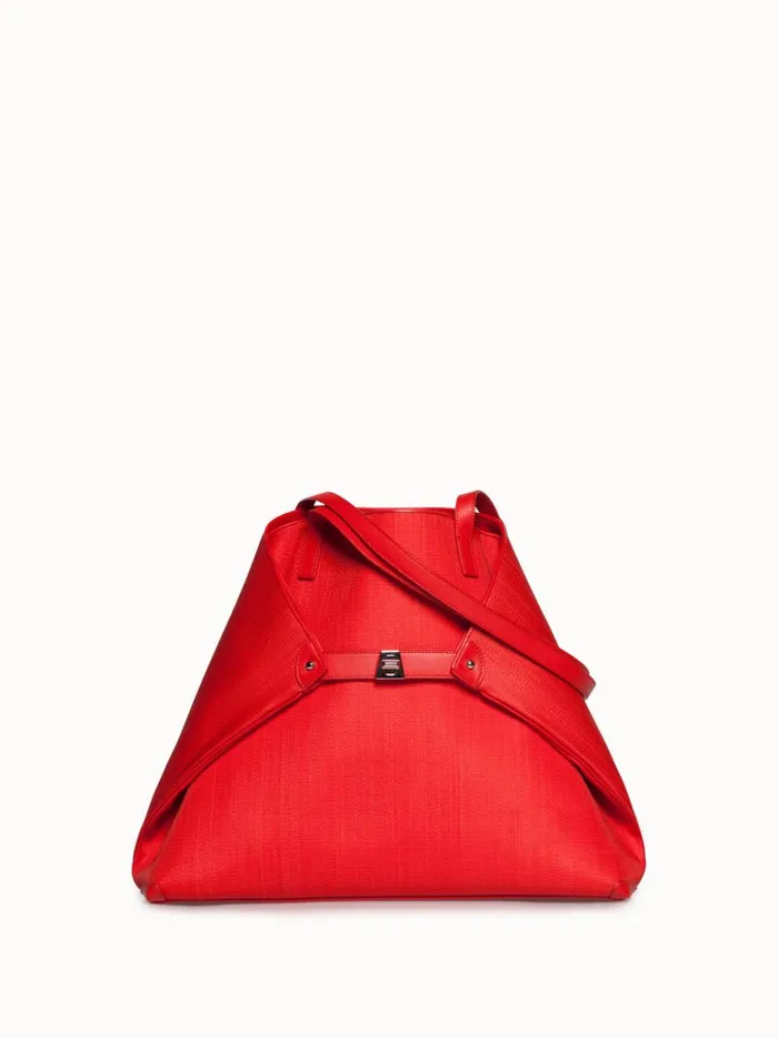 Medium Ai Shoulder Bag In Horsehair Fabric Scarlet Women Akris Shoulder Bags