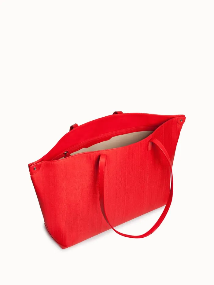 Medium Ai Shoulder Bag In Horsehair Fabric Scarlet Women Akris Shoulder Bags