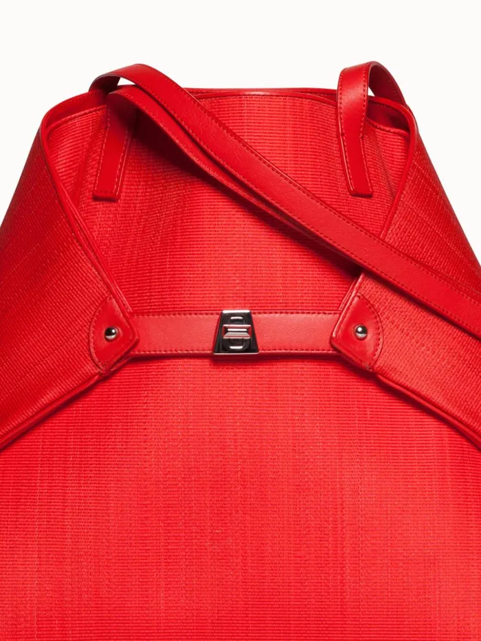 Medium Ai Shoulder Bag In Horsehair Fabric Scarlet Women Akris Shoulder Bags
