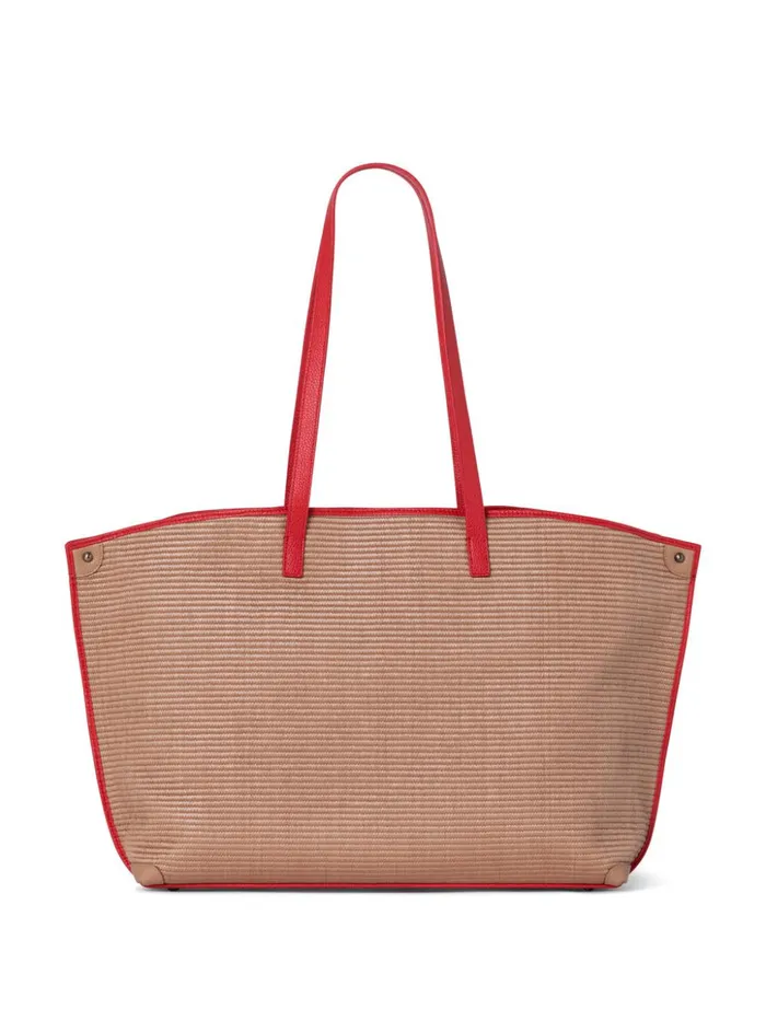 Medium Ai Shoulder Bag In Raffia Camelscarlet Women Akris Shoulder Bags