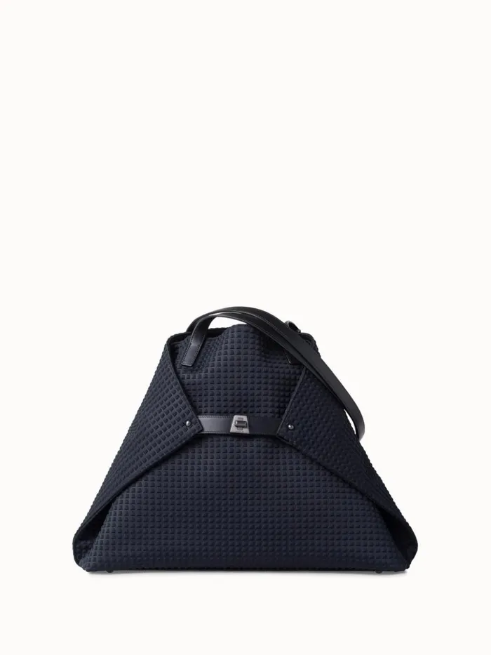 Medium Ai Shoulder Bag In Techno Trapezoid Fabric Black Women Akris Tote Bags