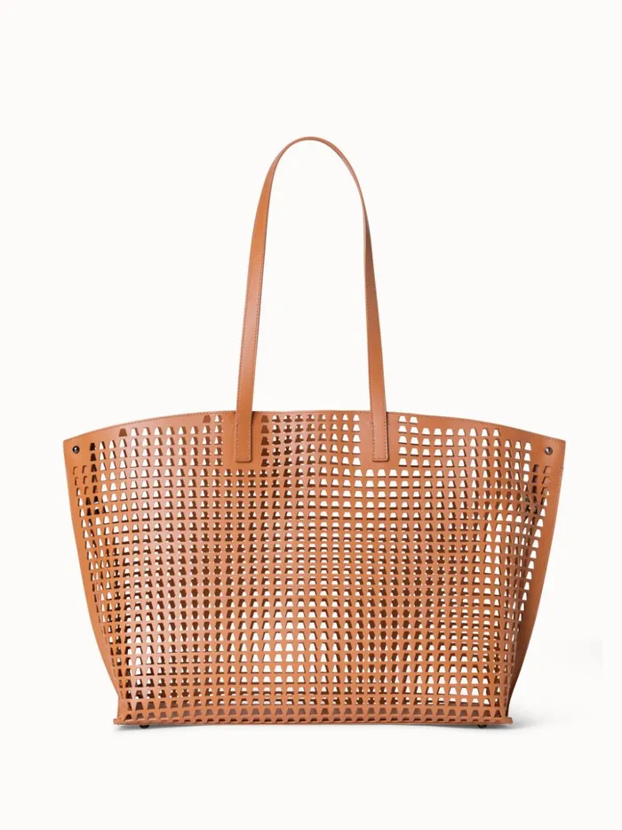 Medium Ai Shoulder Bag In Trapezoid Lasercut Cuoio Women Akris Tote Bags