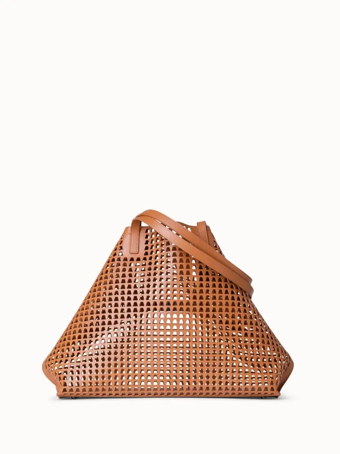 Medium Ai Shoulder Bag In Trapezoid Lasercut Cuoio Women Akris Tote Bags