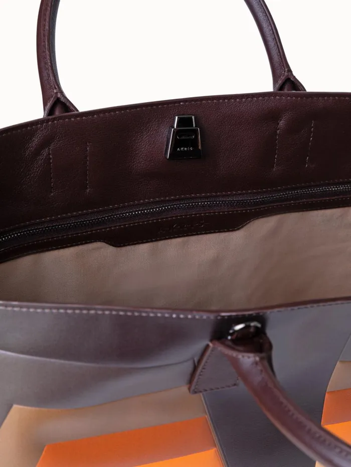 Medium Ai Top Handle Bag In Leather With 3D Superimposed Letters Print Multicolor Women Akris Tote Bags