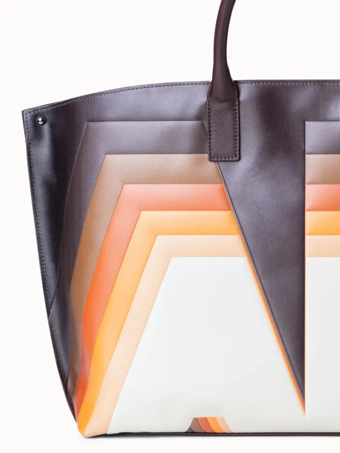 Medium Ai Top Handle Bag In Leather With 3D Superimposed Letters Print Multicolor Women Akris Tote Bags