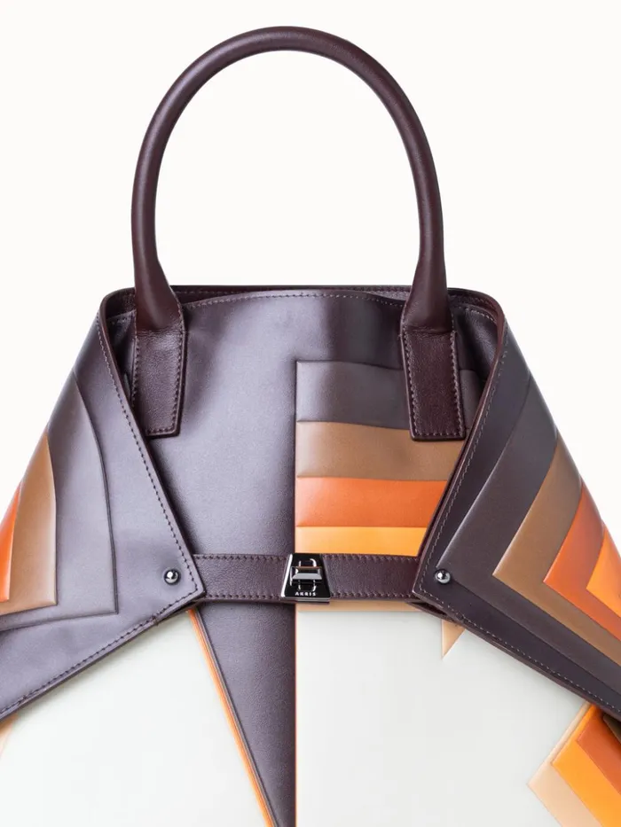 Medium Ai Top Handle Bag In Leather With 3D Superimposed Letters Print Multicolor Women Akris Tote Bags