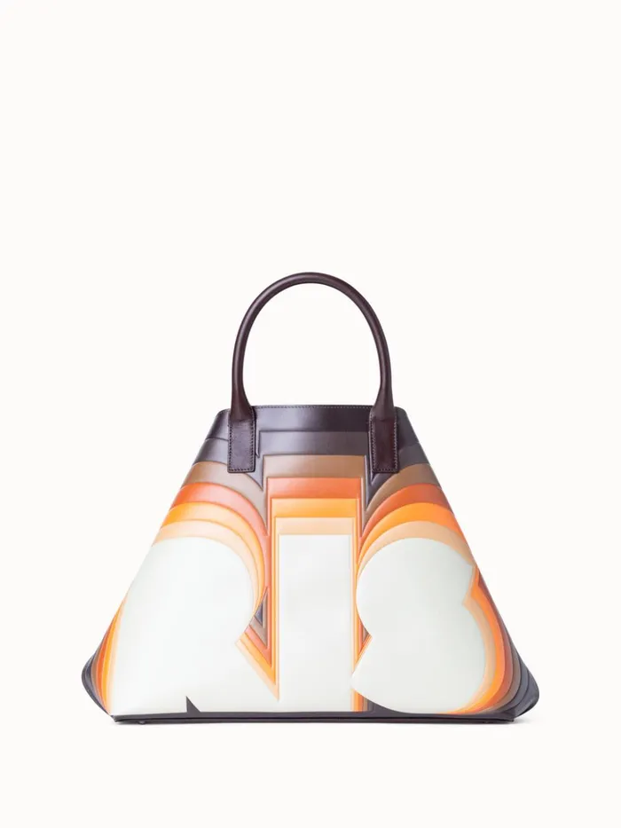 Medium Ai Top Handle Bag In Leather With 3D Superimposed Letters Print Multicolor Women Akris Tote Bags