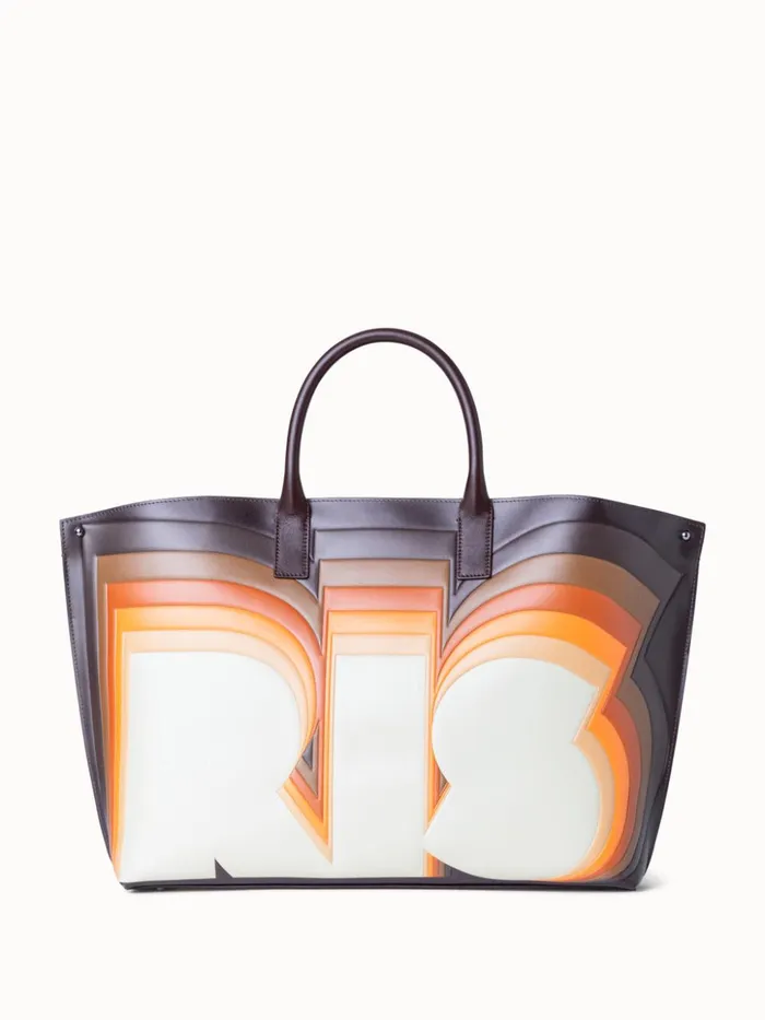 Medium Ai Top Handle Bag In Leather With 3D Superimposed Letters Print Multicolor Women Akris Tote Bags
