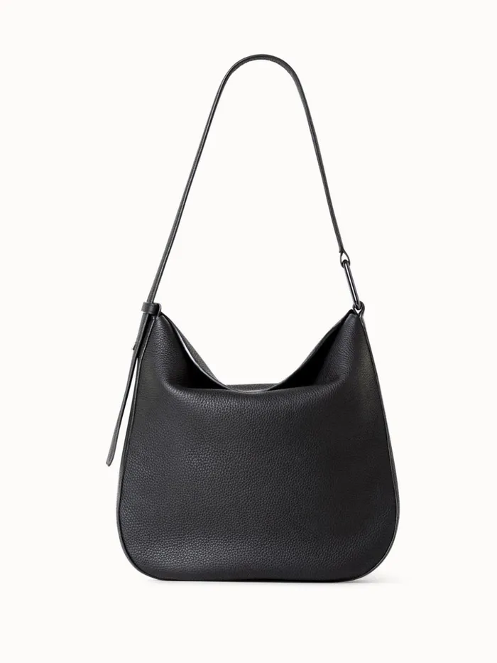 Medium Anna Hobo Bag In Leather Black Women Akris Shoulder Bags