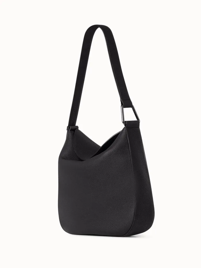 Medium Anna Hobo Bag In Leather Black Women Akris Shoulder Bags