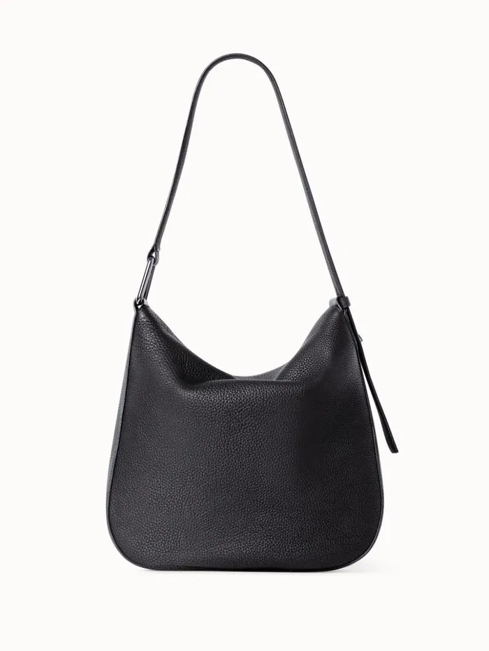 Medium Anna Hobo Bag In Leather Black Women Akris Shoulder Bags
