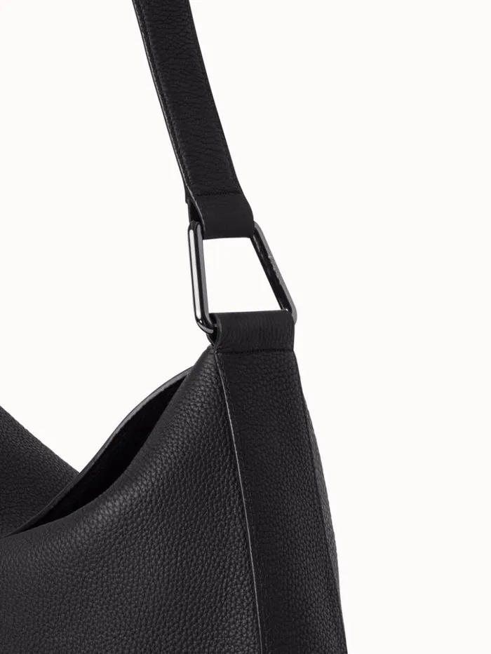 Medium Anna Hobo Bag In Leather Black Women Akris Shoulder Bags