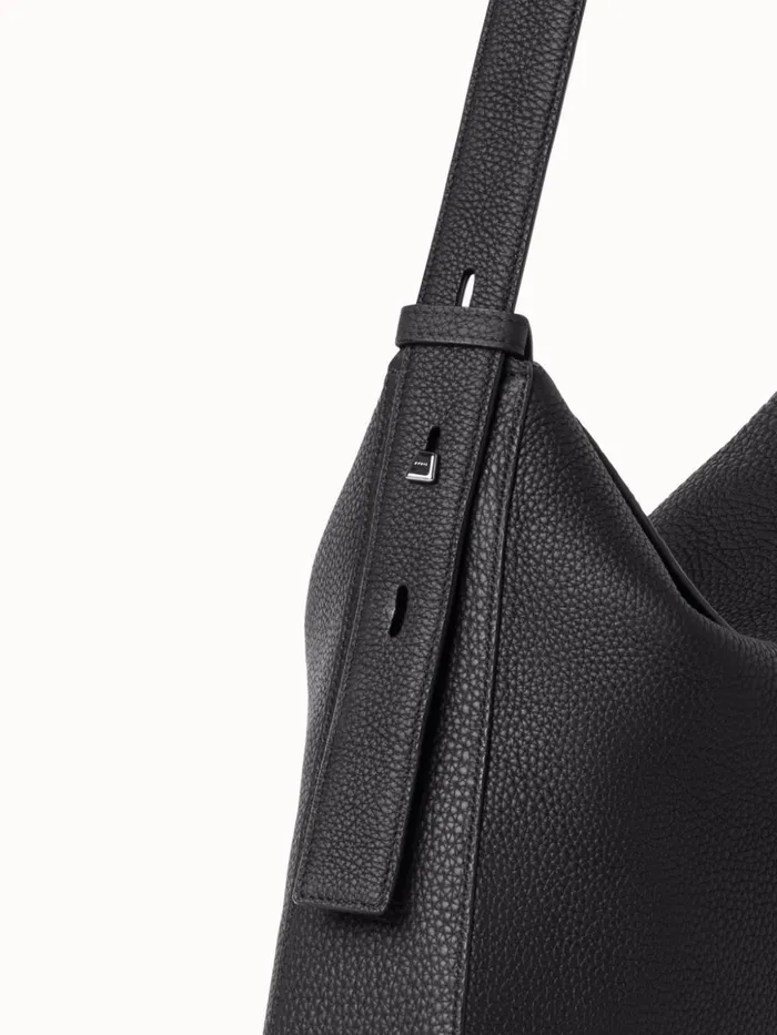 Medium Anna Hobo Bag In Leather Black Women Akris Shoulder Bags