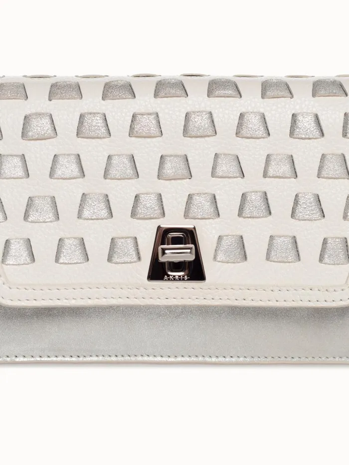 Medium Anouk Crossbody Clutch Bag With Handwoven Details Cream Women Akris Crossbody Bags