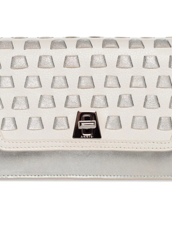 Medium Anouk Crossbody Clutch Bag With Handwoven Details Cream Women Akris Crossbody Bags