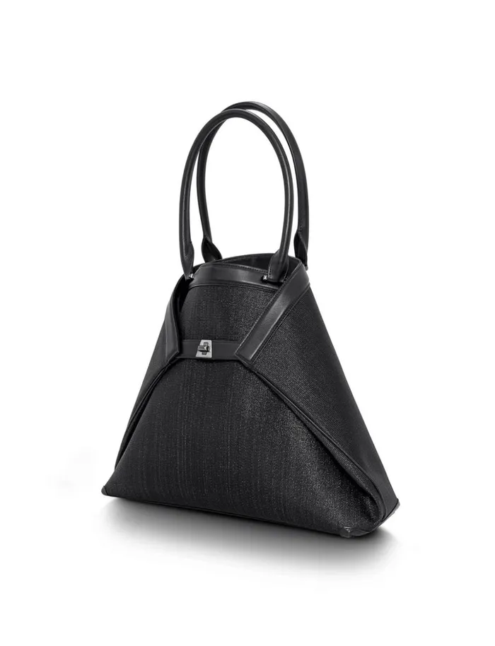 Medium Handbag In Horsehair And Graphite Colored Hardware With Smartphone Pocket Black Metallic Women Akris Tote Bags