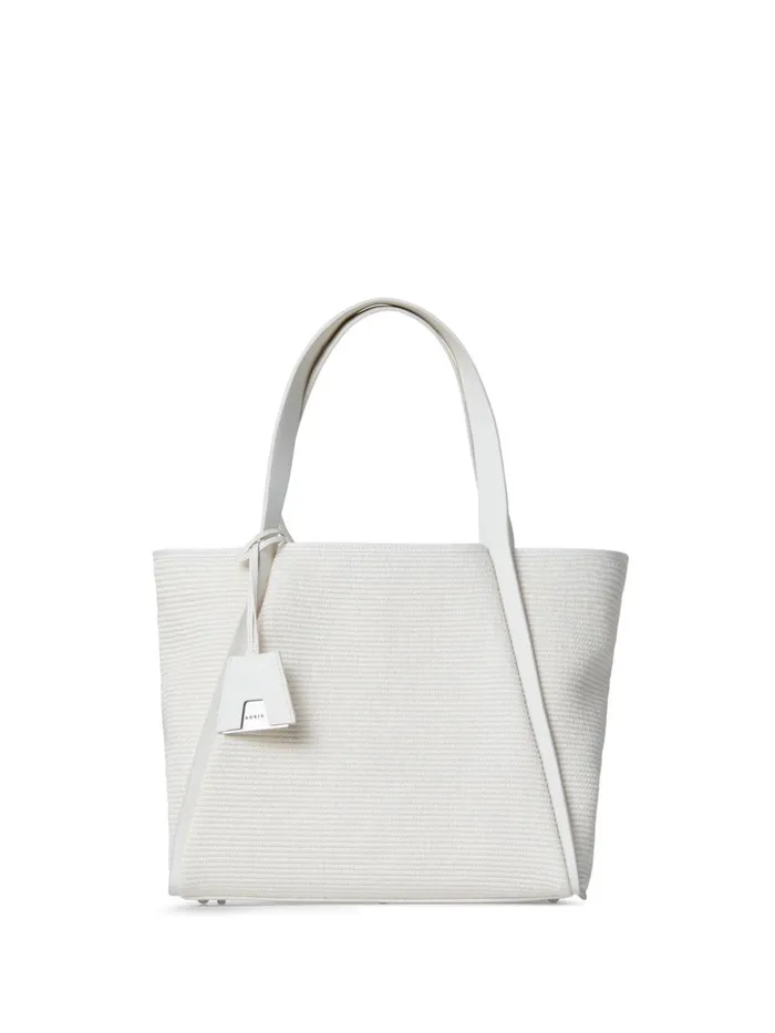 Medium Handbag In Raffia Fabric Cream Women Akris Tote Bags