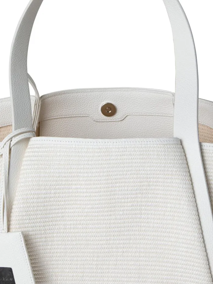 Medium Handbag In Raffia Fabric Cream Women Akris Tote Bags