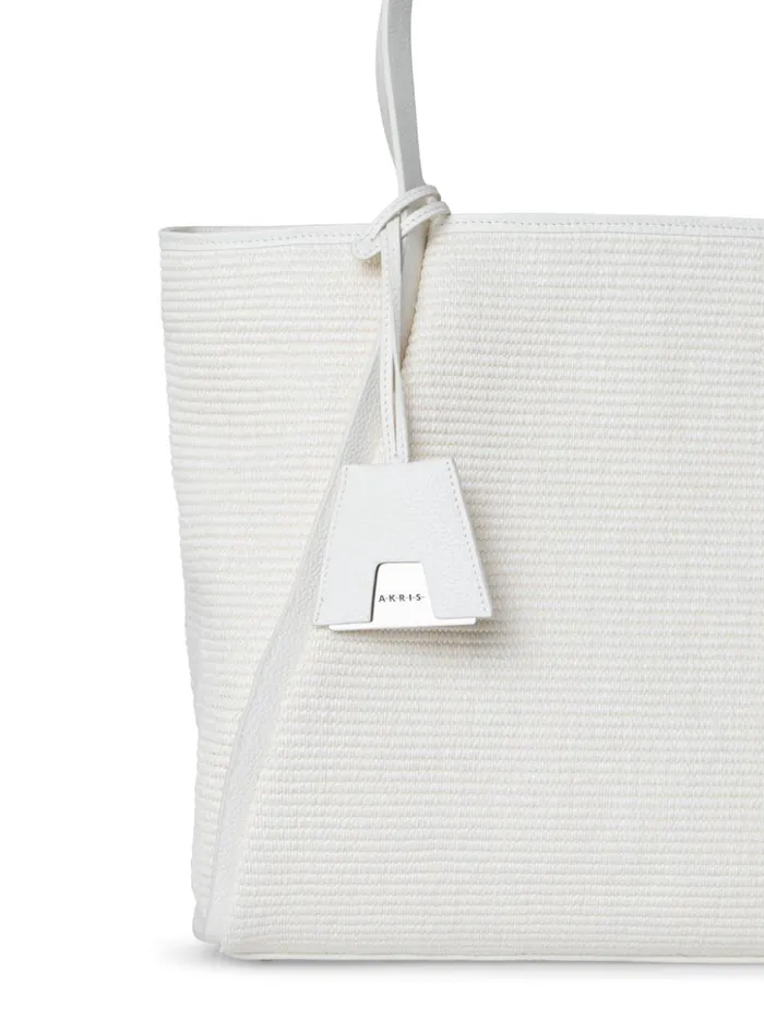 Medium Handbag In Raffia Fabric Cream Women Akris Tote Bags