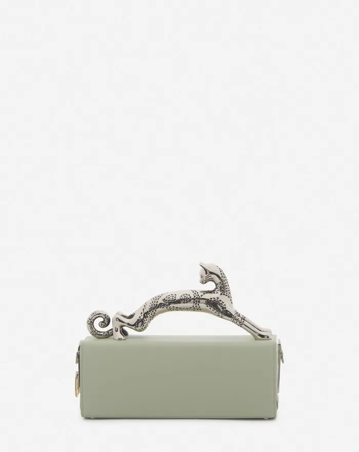 Medium Pencil Cat Leather Bag Sage Women Lanvin Tote Bags and Top Handle Bags