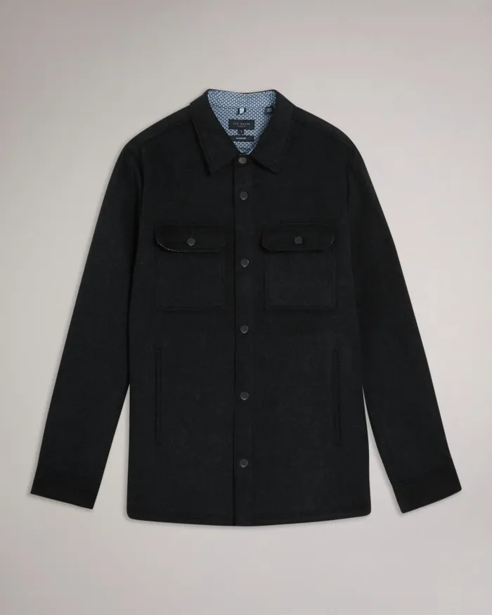 Men ADERBRY 8211 Wool Blend Overshirt Charcoal Ted Baker Shirts
