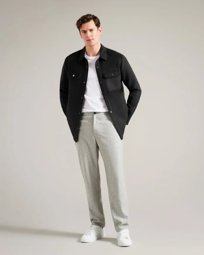 Men ADERBRY 8211 Wool Blend Overshirt Charcoal Ted Baker Shirts