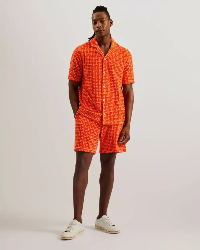Men AINBOW 8211 Printed Towelling Jersey Shorts Bright Orange Ted Baker Shorts Men AINBOW 8211 Printed Towelling Jersey Shorts Bright Orange Ted Baker Shorts
