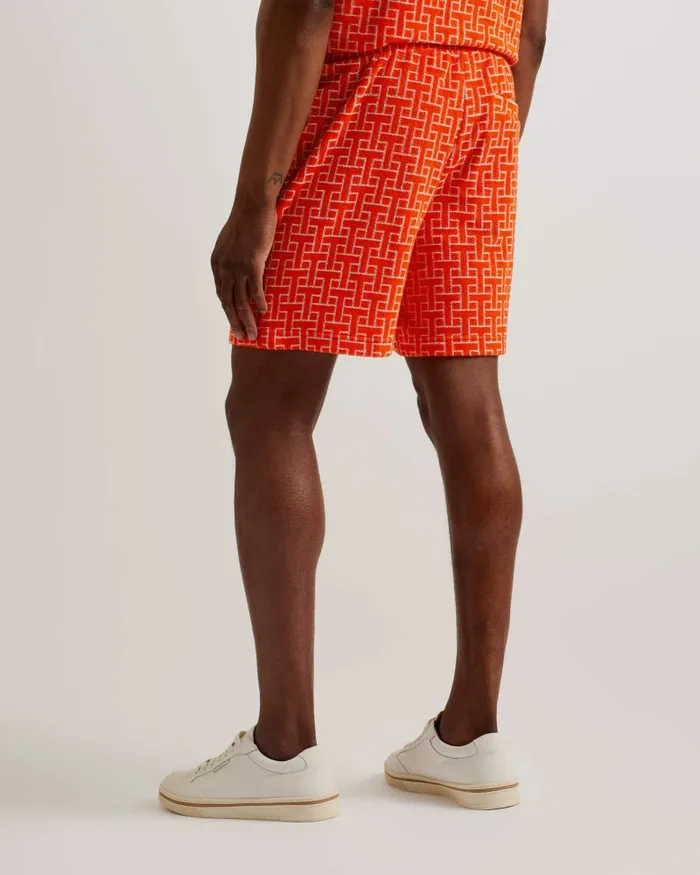 Men AINBOW 8211 Printed Towelling Jersey Shorts Bright Orange Ted Baker Shorts Men AINBOW 8211 Printed Towelling Jersey Shorts Bright Orange Ted Baker Shorts