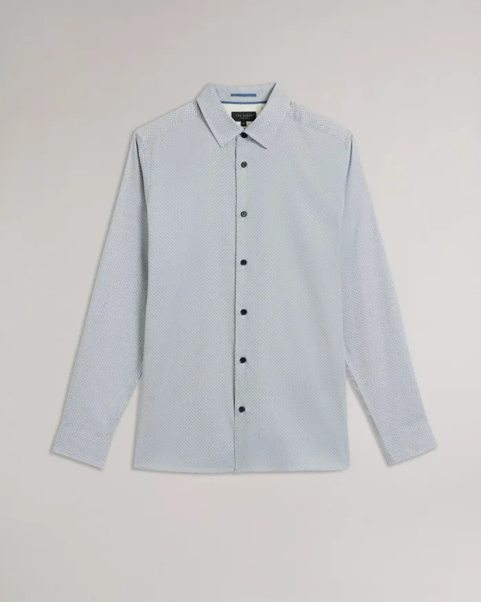 Men ALHAM 8211 Long Sleeve Geometric Print Shirt Navy Ted Baker Shirts