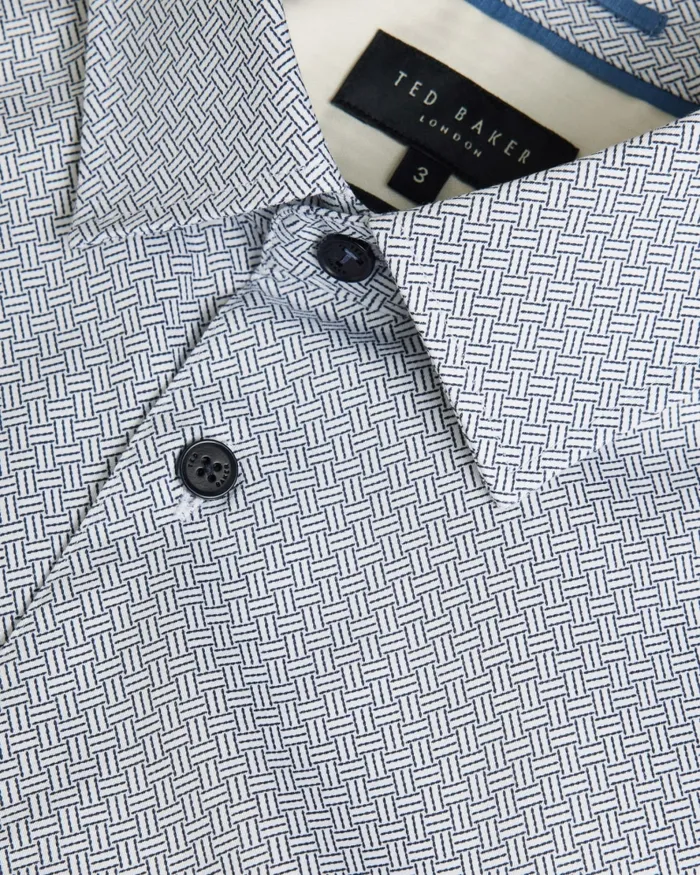 Men ALHAM 8211 Long Sleeve Geometric Print Shirt Navy Ted Baker Shirts Men ALHAM 8211 Long Sleeve Geometric Print Shirt Navy Ted Baker Shirts