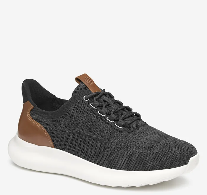 Men Amherst 20 Knit Plain Toe Black Heathered Knit LaceUps Johnston and Murphy