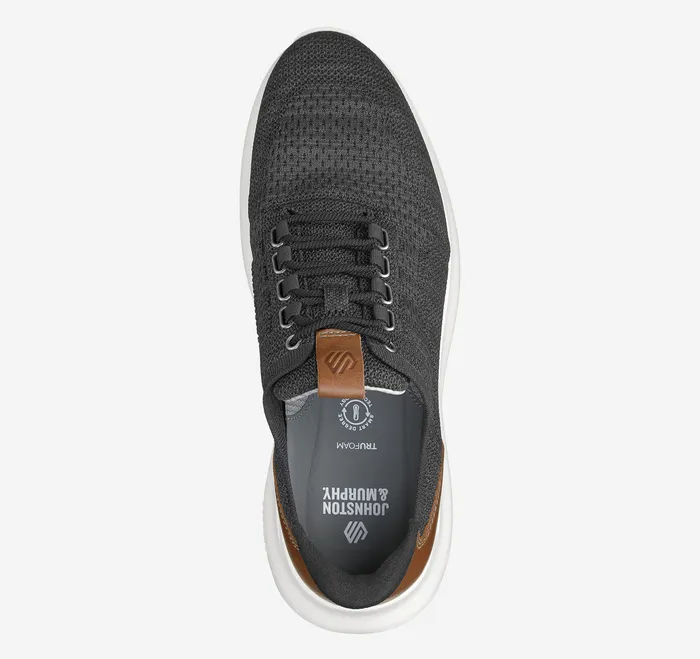 Men Amherst 20 Knit Plain Toe Black Heathered Knit LaceUps Johnston and Murphy