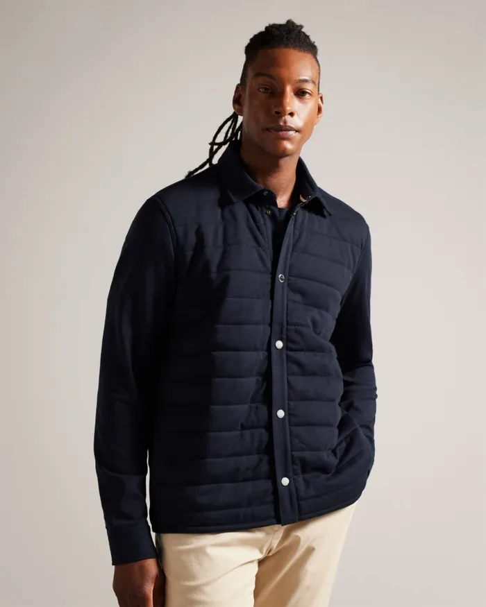 Men ANSTY 8211 Long Sleeve Padded Jersey Shirt Navy Ted Baker Tops Men ANSTY 8211 Long Sleeve Padded Jersey Shirt Navy Ted Baker Tops