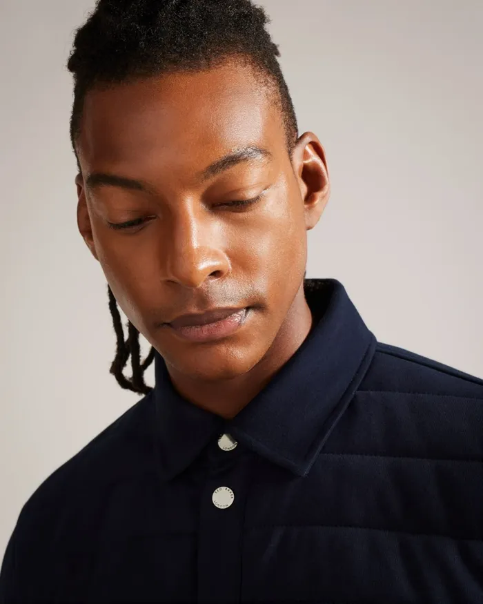 Men ANSTY 8211 Long Sleeve Padded Jersey Shirt Navy Ted Baker Tops Men ANSTY 8211 Long Sleeve Padded Jersey Shirt Navy Ted Baker Tops