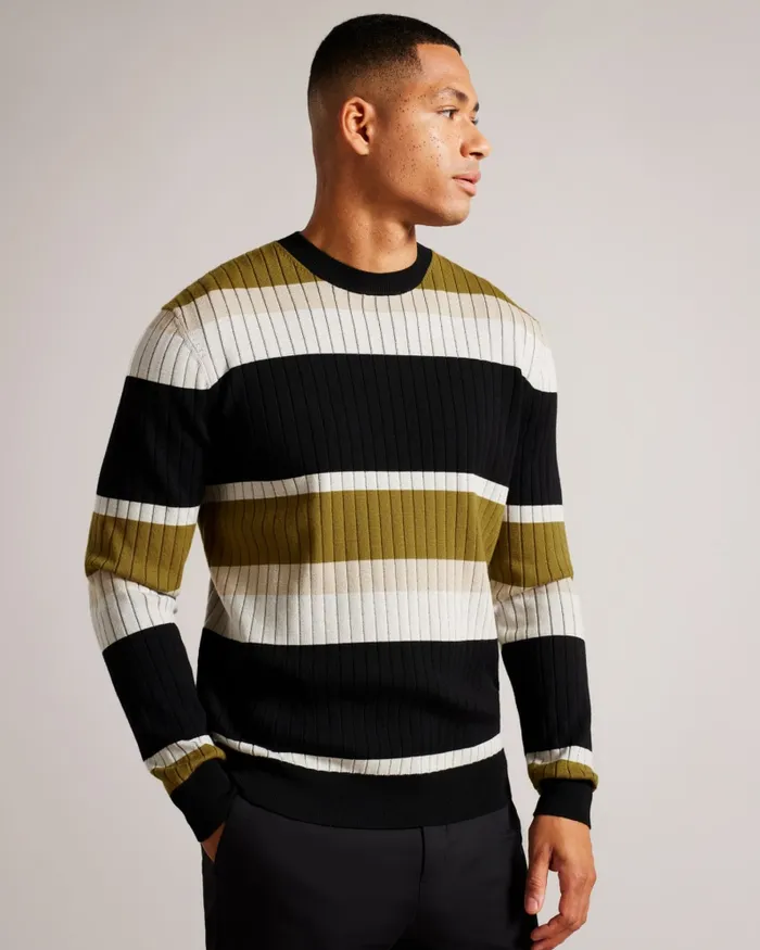 Men ARRAY 8211 Long Sleeve Regular Fit Striped Jumper Natural Ted Baker Jumpers and Knitwear Men ARRAY 8211 Long Sleeve Regular Fit Striped Jumper Natural Ted Baker Jumpers and Knitwear