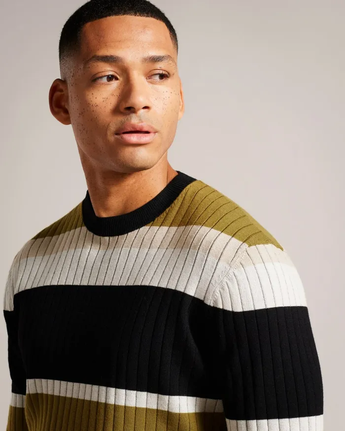 Men ARRAY 8211 Long Sleeve Regular Fit Striped Jumper Natural Ted Baker Jumpers and Knitwear Men ARRAY 8211 Long Sleeve Regular Fit Striped Jumper Natural Ted Baker Jumpers and Knitwear