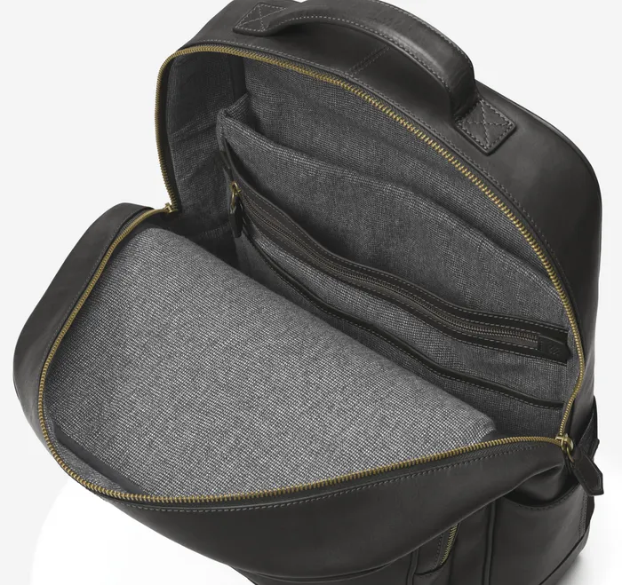 Men Backpacks and Briefcases Johnston and Murphy Rhodes Backpack Black Full Grain