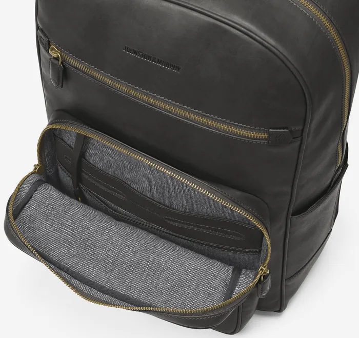 Men Backpacks and Briefcases Johnston and Murphy Rhodes Backpack Black Full Grain