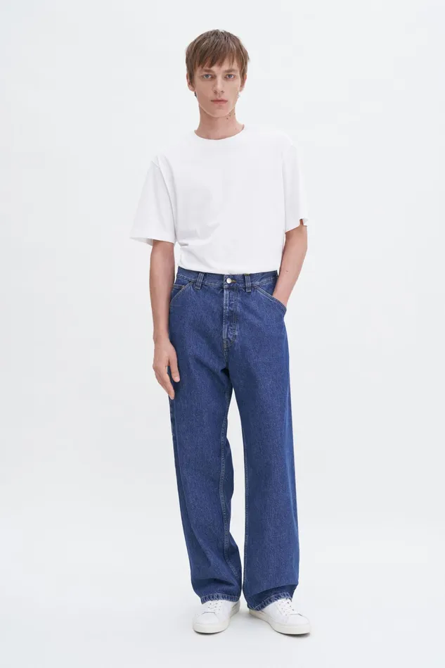 Men Baggy Jeans Washed Mid Blue Filippa K Jeans