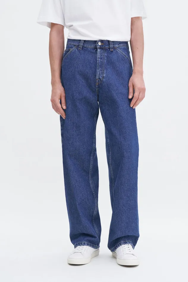 Men Baggy Jeans Washed Mid Blue Filippa K Jeans